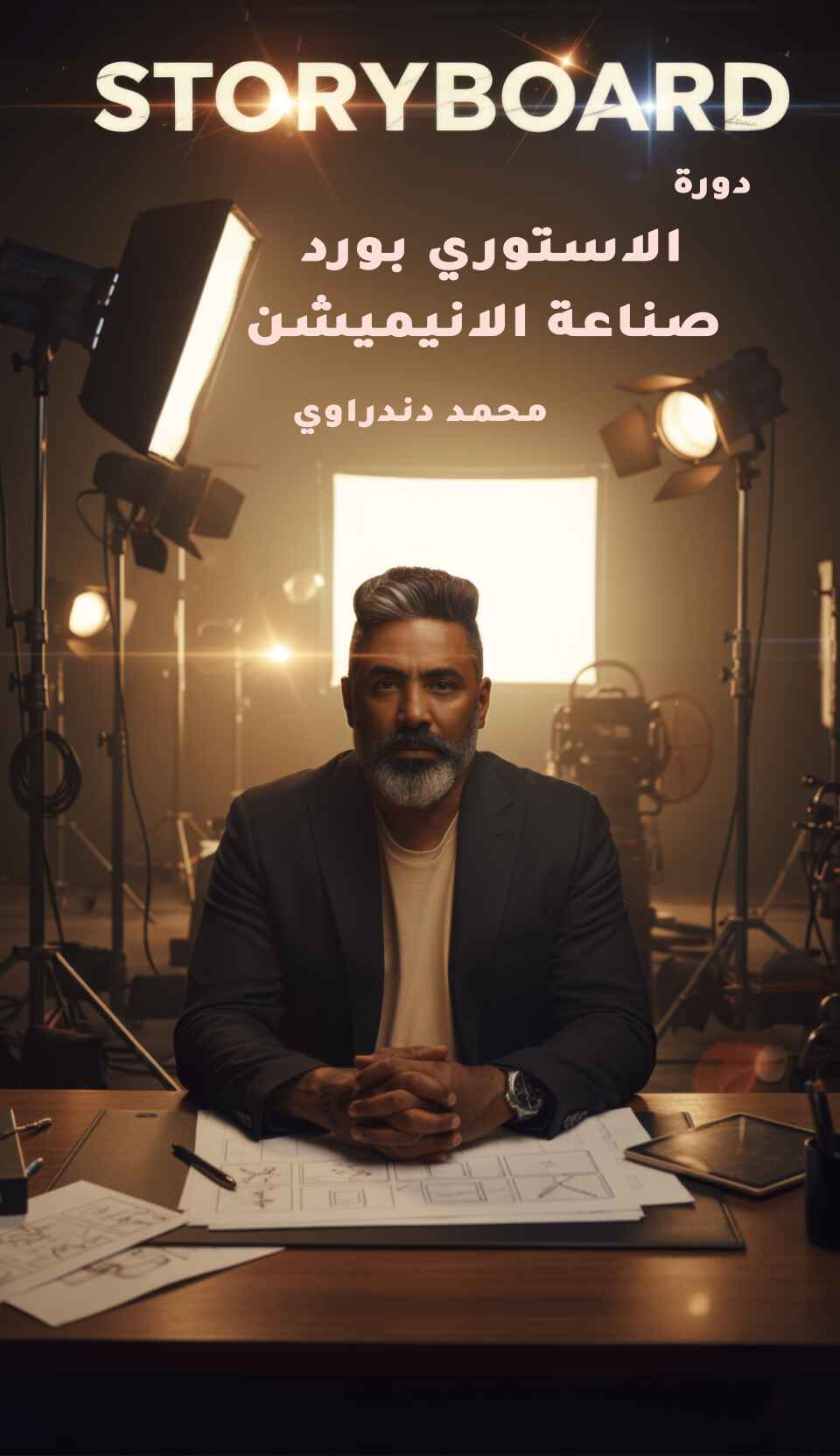أ. محمد دندراوي أمام لوحات الستوري بورد